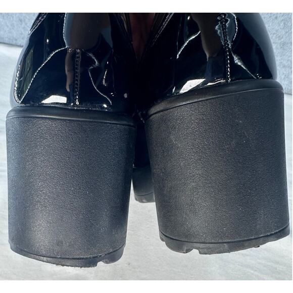 Cuccoo Women's sz 38 (US 7) Platform Patent Black Chunky Heel Loafer BusChic - Picture 8 of 13